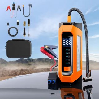 Latest 4 IN 1 Automobile 12V Battery Portable Super Capacitor / Start Tire Inflator Air Compressor / Car Jump Starter / Power Bank Phone Charging / Outdoor lighting ﻿
