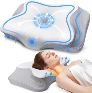 Cervical Pillow for Neck and Shoulder,Contour Memory Foam Pillow, Ergonomic Neck Support Pillow for Side Back Stomach Sleepers with Pillowcase
