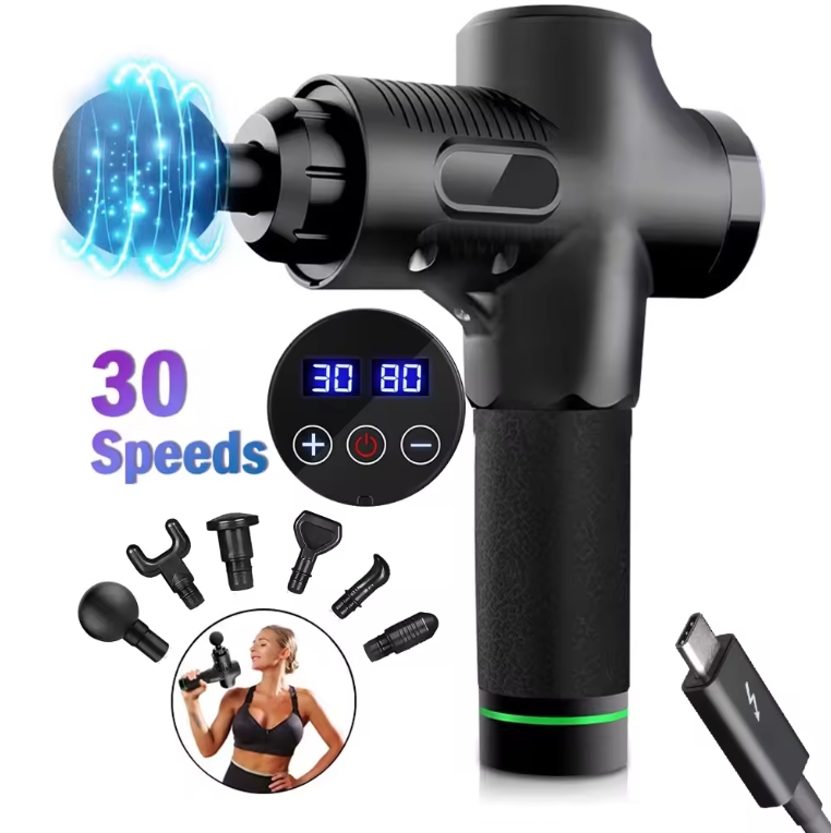 Fitness Professional Deep Tissue Percussion Muscle Therapy Vibration 30 Speed Brushless Brush Motor Body Massage Gun