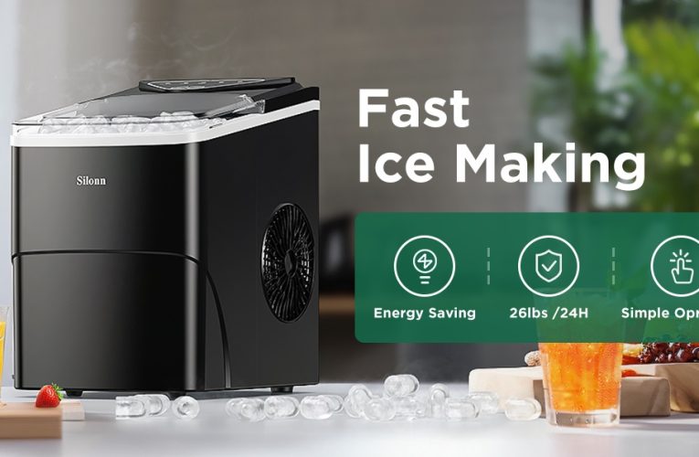 Movers & Shakers in Appliances, On Amazon, Only $88 – Top – Notch Best Ice Maker Countertop, 9 Cubes Ready in 6 Mins, 26lbs in 24Hrs, Self-Cleaning Ice Machine with Ice Scoop and Basket, 2 Sizes of Bullet Ice for Home Kitchen Office Bar Party