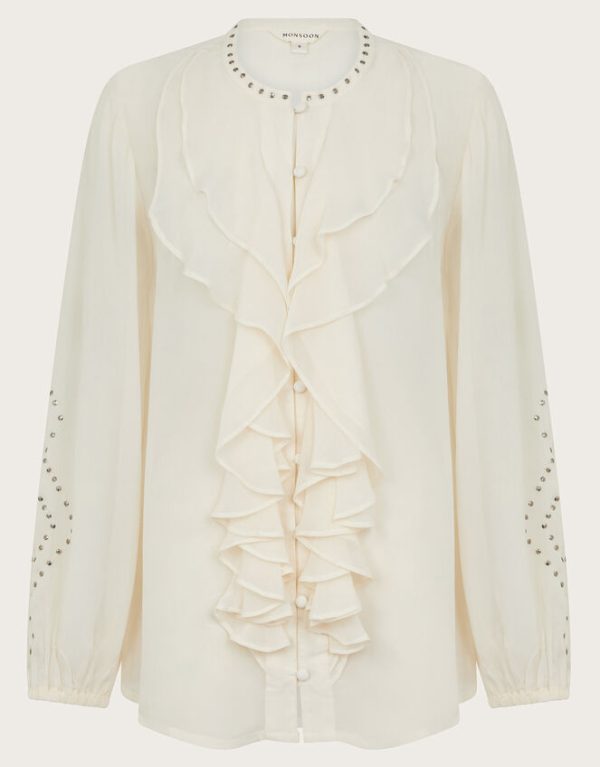 Monsoon Saskia Stud Ruffle Blouse Ivory - Image 5