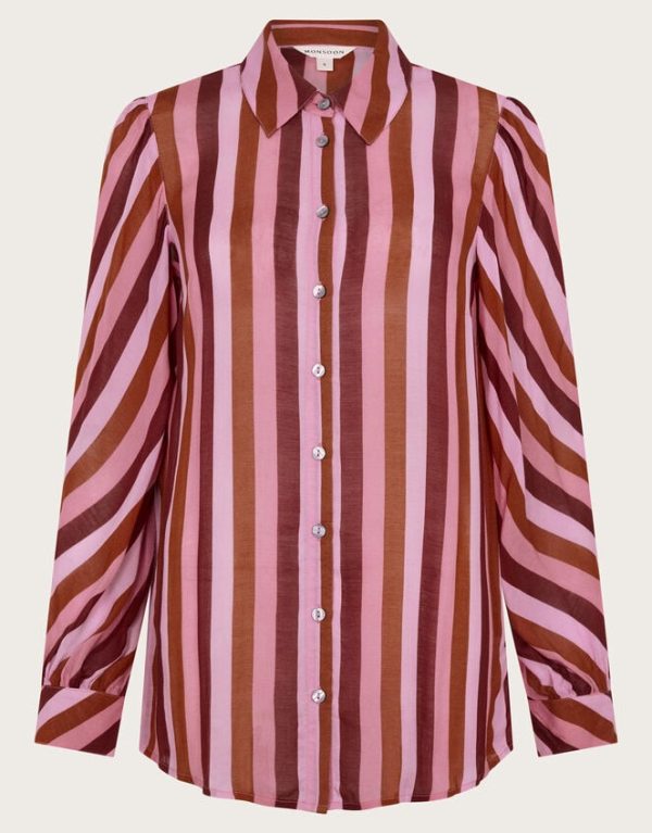 Monsoon Solana Stripe Shirt Pink - Image 5