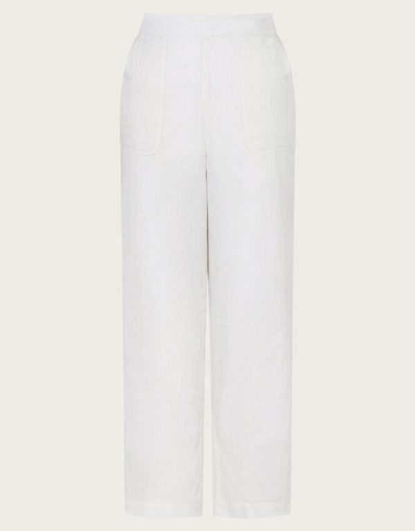 Monsoon Parker Linen Crop Trousers White - Image 6