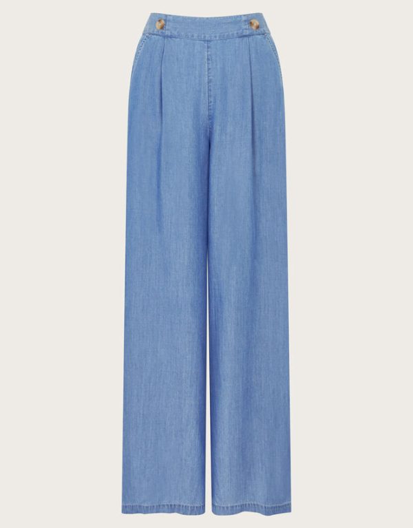 Monsoon Peri Wide Leg Trousers Blue - Image 6