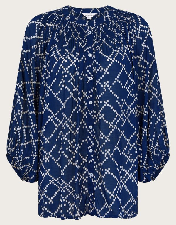 Monsoon Neva Artisan Blouson Blouse Blue - Image 6