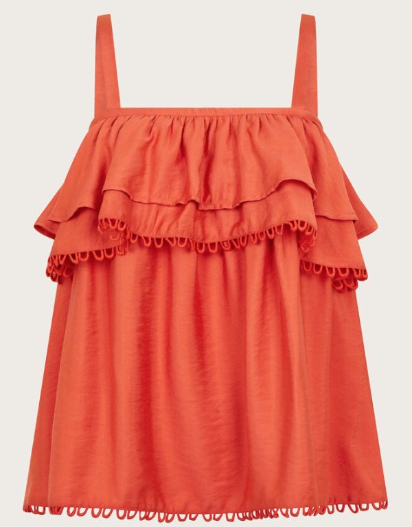 Monsoon Aesha Frill Cami Top Orange - Image 6