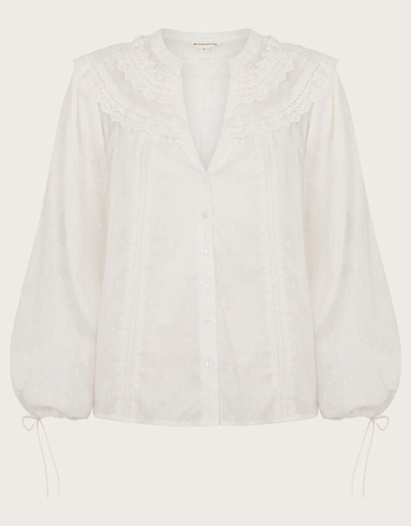 Monsoon Nyla Scallop Lace Blouse Ivory - Image 6