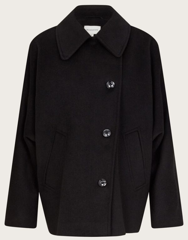 Monsoon Didi Dolman Sleeve Coat Black - Image 6