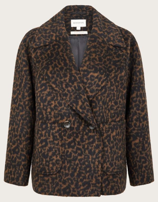 Monsoon Lily Leopard Print Jacket Black - Image 6