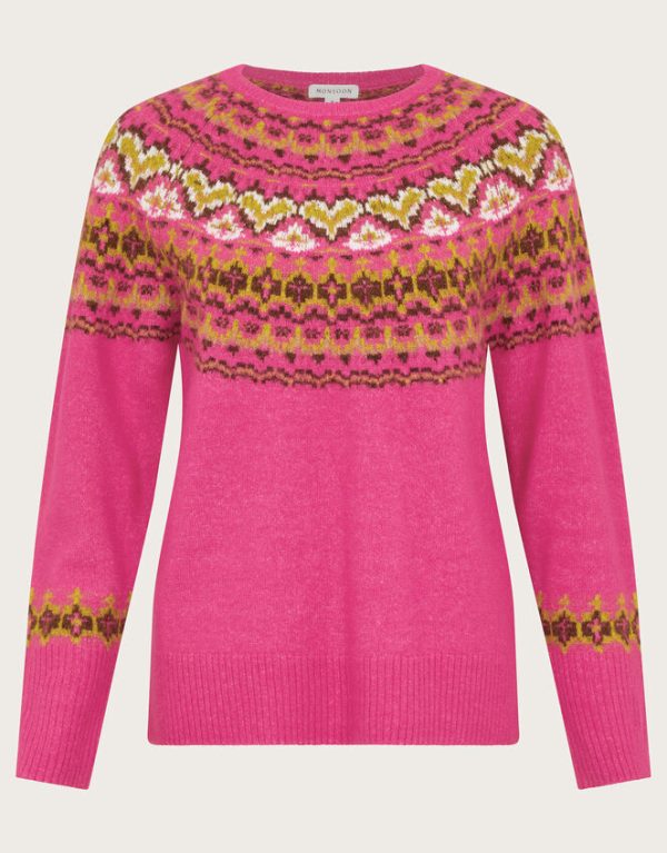 Monsoon Fern Fair Isle Jumper Pink - Image 6