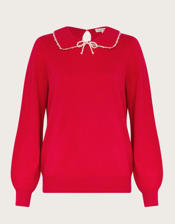 Monsoon Clara Collar Jumper Red - Image 5