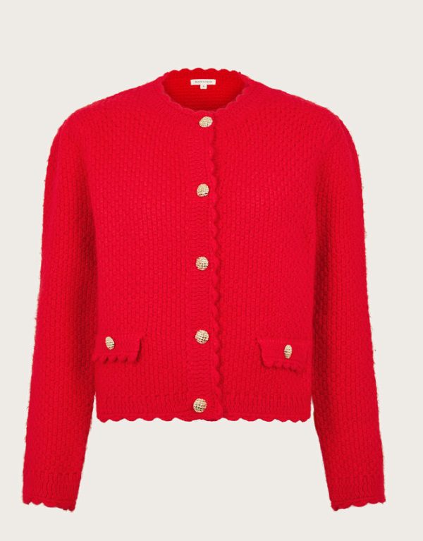 Monsoon Suki Stitch Cardigan Red - Image 6