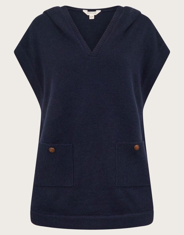 Monsoon Hooded V-Neck Sweater Vest Blue - Image 5