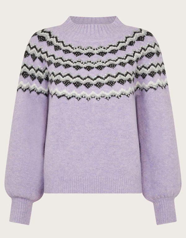 Monsoon Fie Fair Isle JumperPurple - Image 5