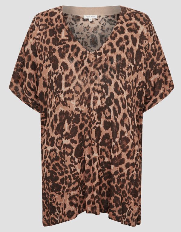 Monsoon Archi Knit Leopard Print T-Shirt Natural - Image 5