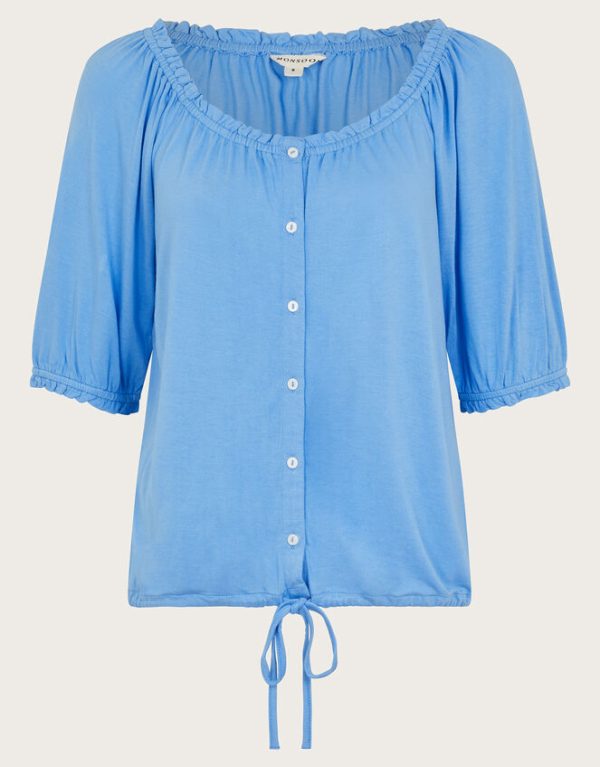 Monsoon Bora Button Jersey Top Blue - Image 6