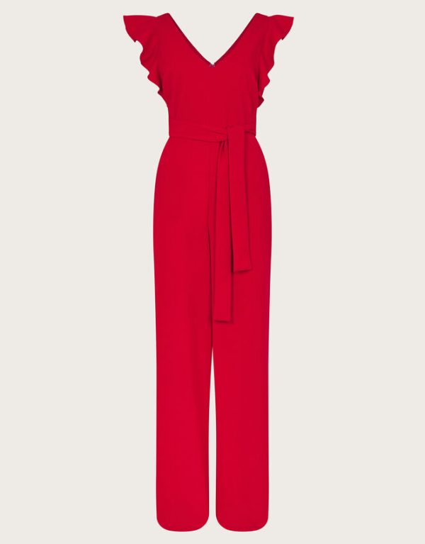 Monsoon Riri Ruffle Jumpsuit Red - Image 6