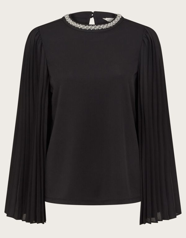 Monsoon Jaye Jewel Cape Sleeve Top Black - Image 5