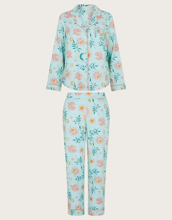 Monsoon Celeste Celestial Print Pyjama Set Teal - Image 5