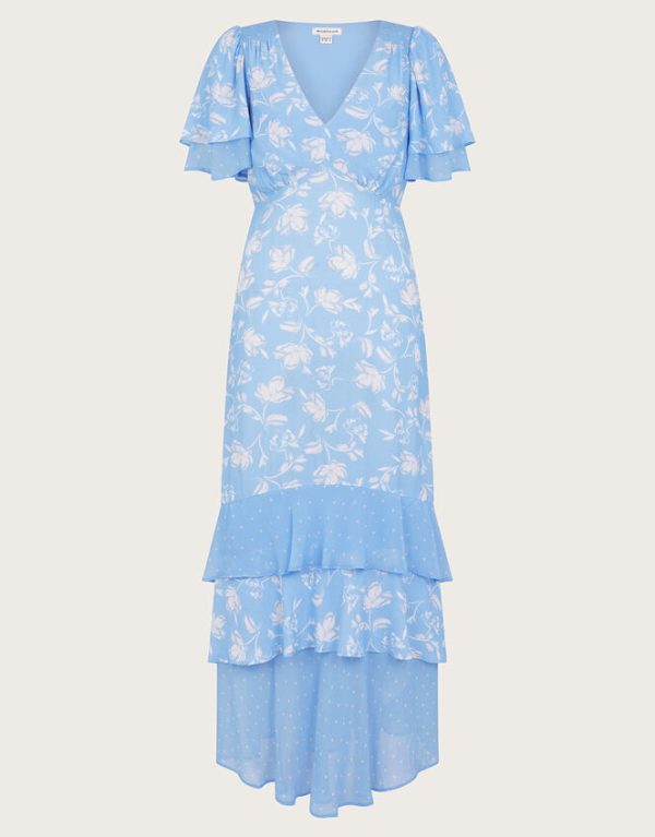 Monsoon Simone Tiered Ruffle Dress Blue - Image 5