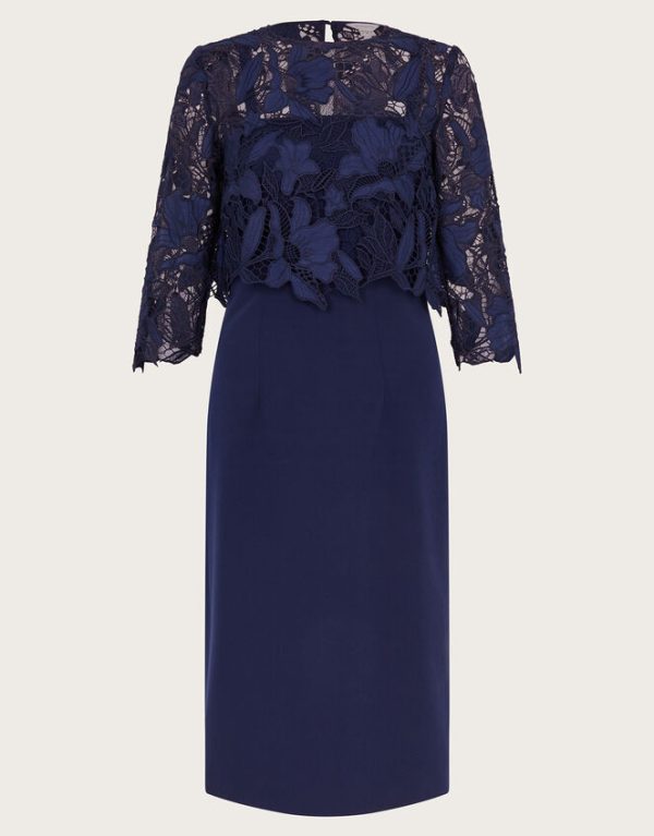 Monsoon Maya Lace Dress Blue - Image 6