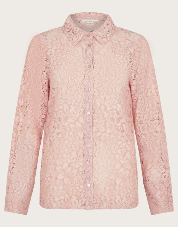 Monsoon Lia Floral Lace Shirt Pink - Image 6