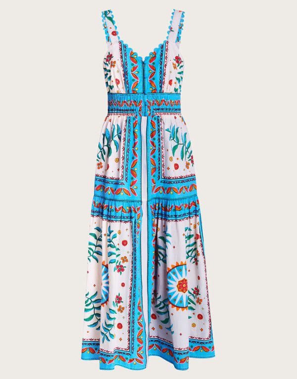 Monsoon Anya Border Print Dress Ivory - Image 5