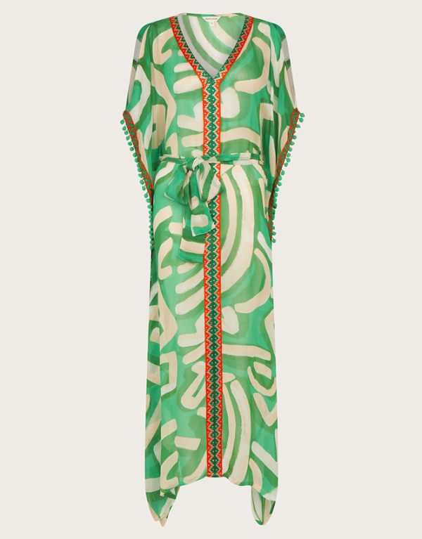 Monsoon Posy Print Maxi Kaftan Green - Image 6