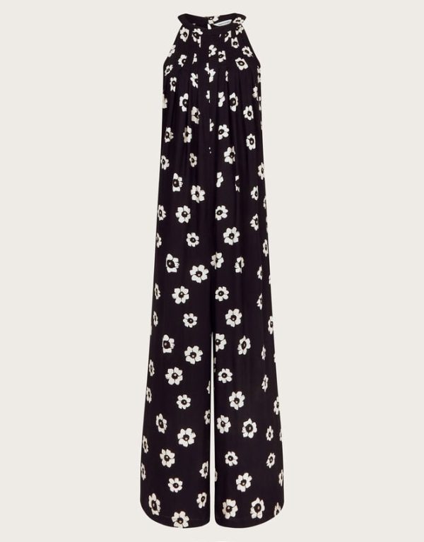 Monsoon Lei Floral Wide Leg Jumpsuit Black - Image 6