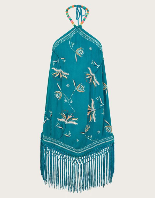 Monsoon Liza Embellished Tassel Halter Top Teal - Image 5