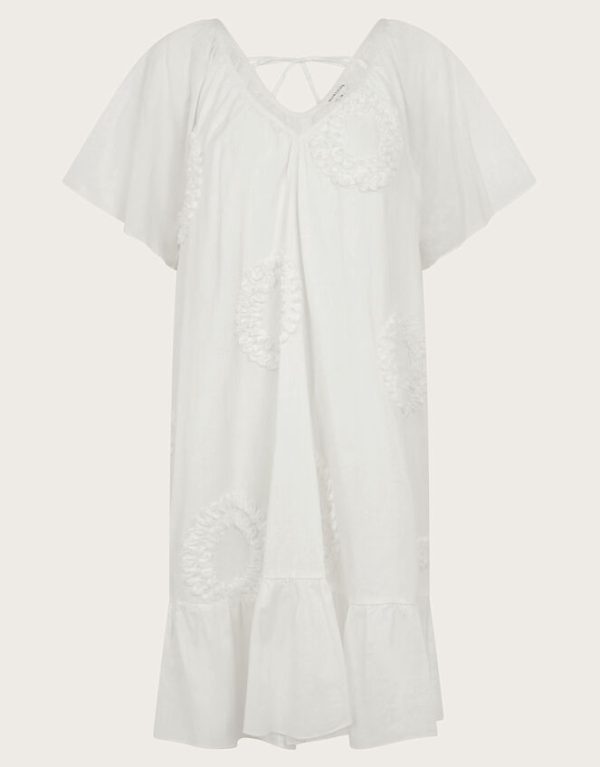 Monsoon Cynthia Embroidered Short Sleeve Mini Dress White - Image 6