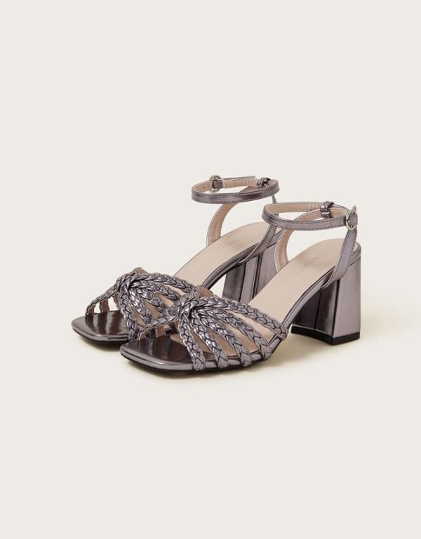 Monsoon Plaited Block Heel SandalsSilver - Image 2