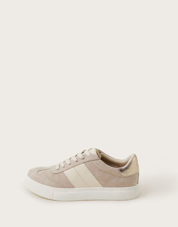 Monsoon Faux Suede Trainers Natural - Image 2