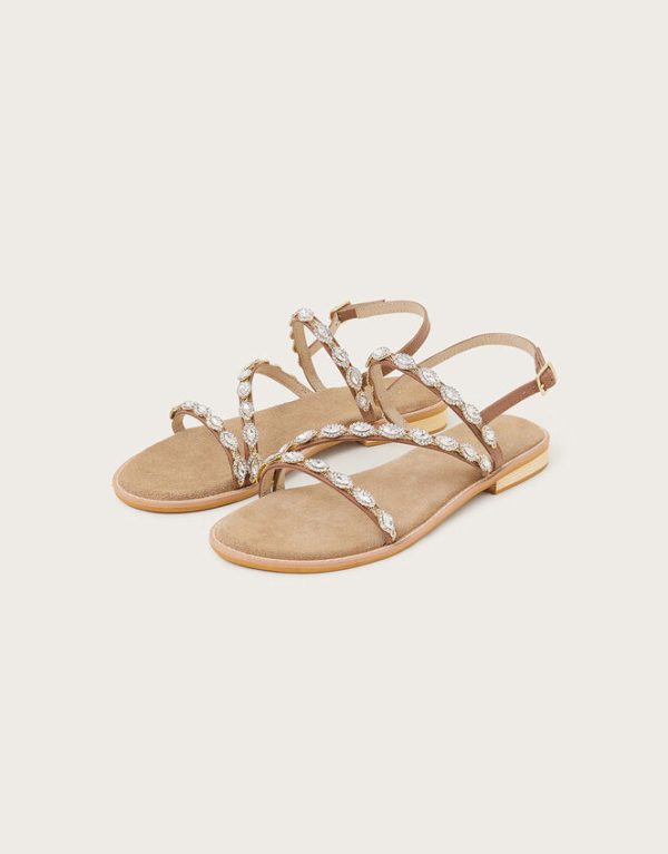 Monsoon Embellished Leather Sandals Gold - Image 2