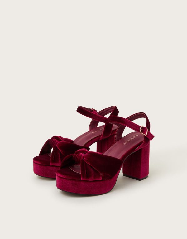 Monsoon Nola Velvet Platform Heels Red