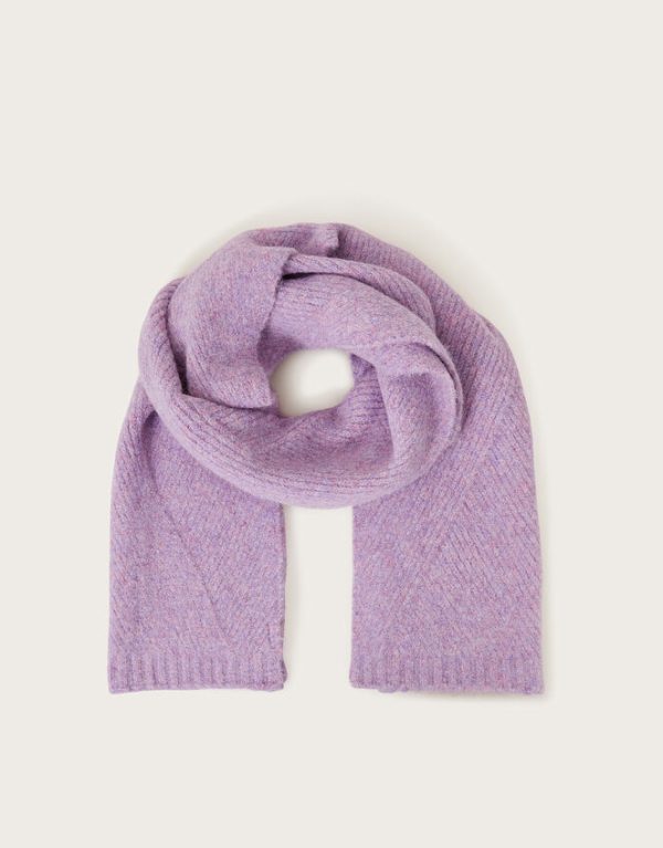 Monsoon Taffy Rib Knit Scarf Purple - Image 2