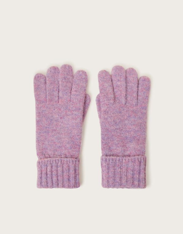 Monsoon Nell Knit Gloves Purple