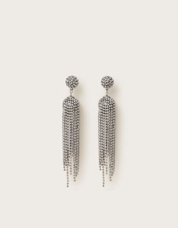 Monsoon Diamante Tassel Drop Earrings