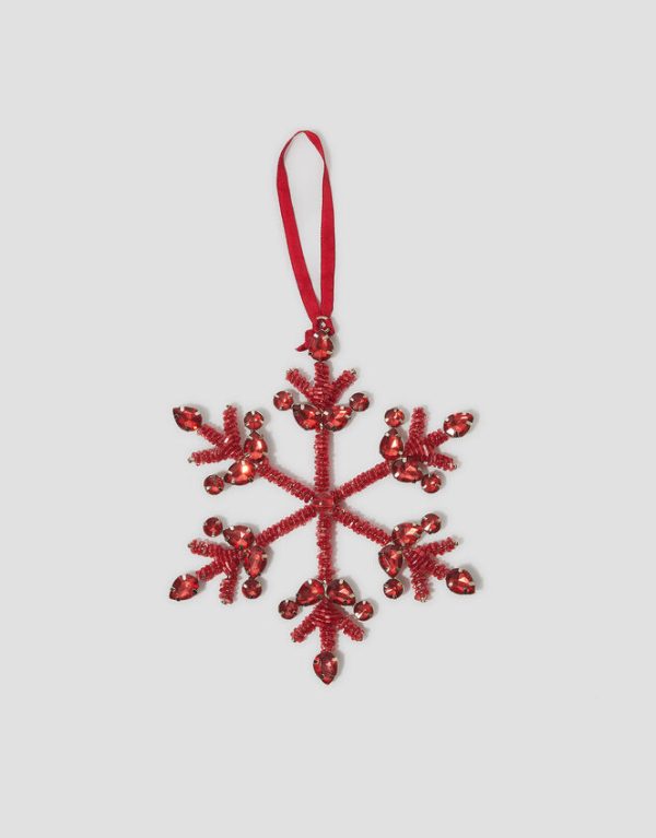 Monsoon Embellished Snowflake Christmas Tree Decoration Red