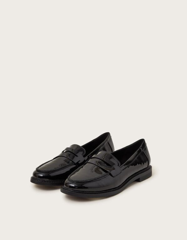 Monsoon Elsie Patent Loafers Black