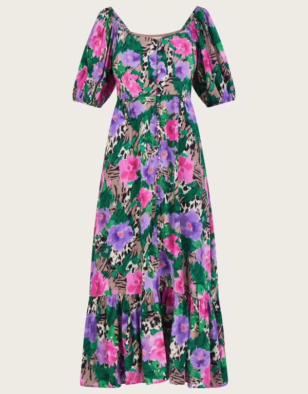 Monsoon Effie Print Tea Dress Camel - Image 5