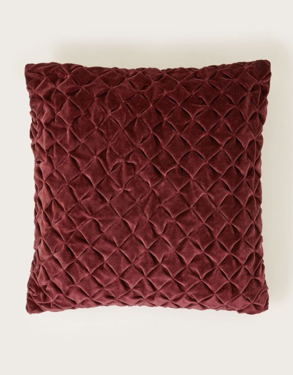 Monsoon Quilted Velvet Cushion Red