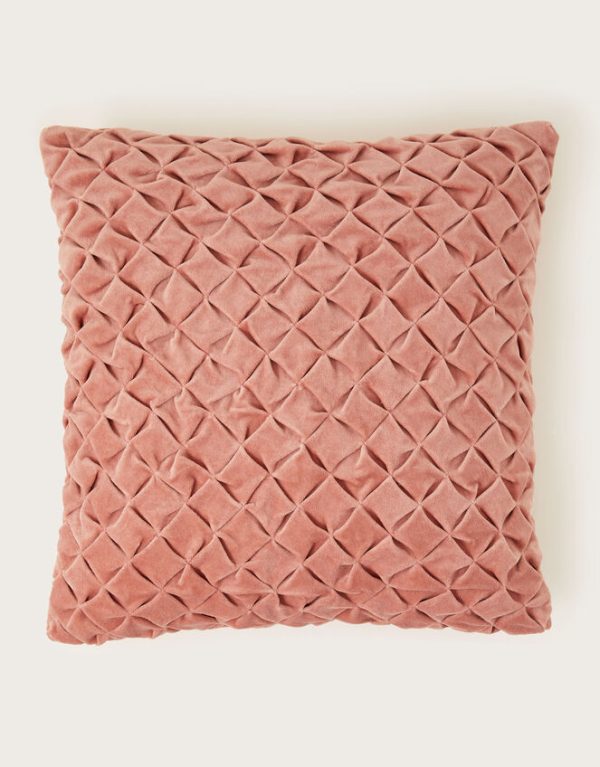 Monsoon Quilted Velvet Cushion Pink