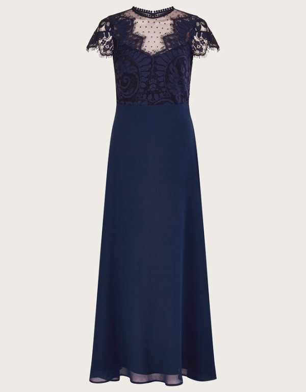 Monsoon Diana Lace Maxi Dress Blue - Image 5