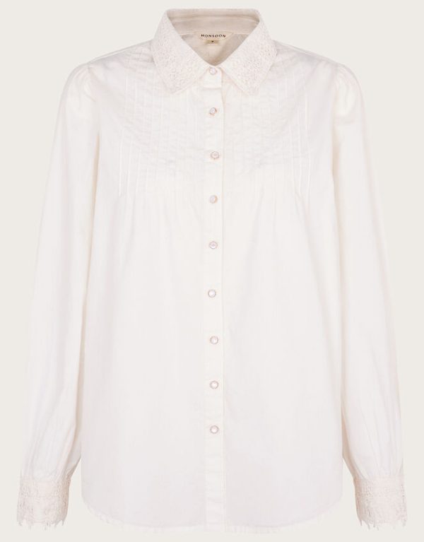 Monsoon Beth Lace Detail Shirt Ivory - Image 5