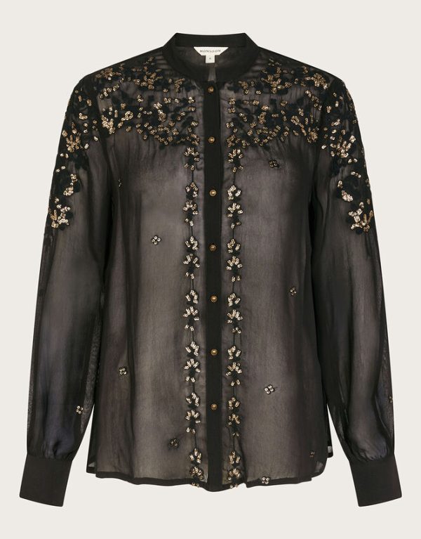 Monsoon Greta Embellished Blouse Black - Image 5