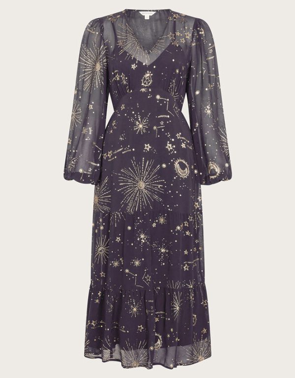 Monsoon Cassie Zodiac Midi Dress Blue - Image 5