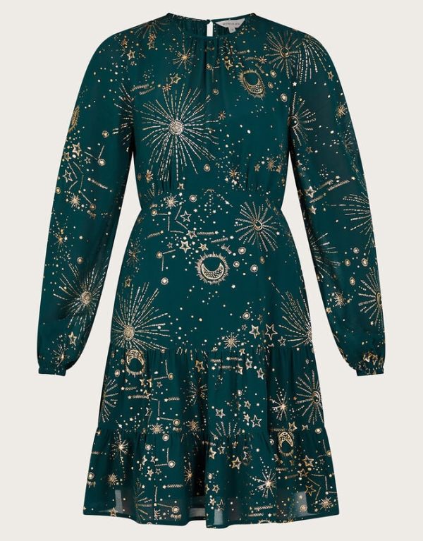 Monsoon Cassie Zodiac Dress Teal - Image 5