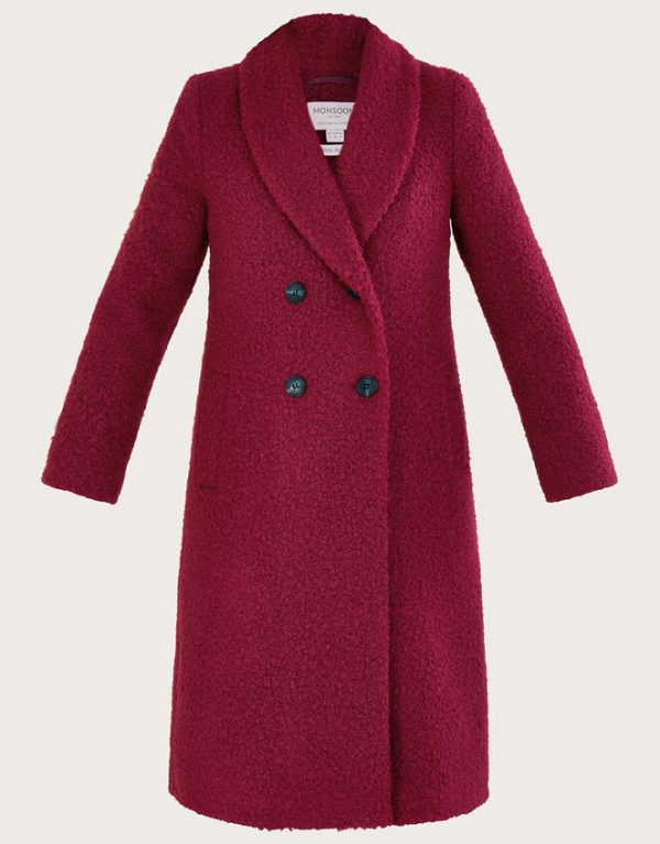 Monsoon Bobbie Boucle Coat Red - Image 5