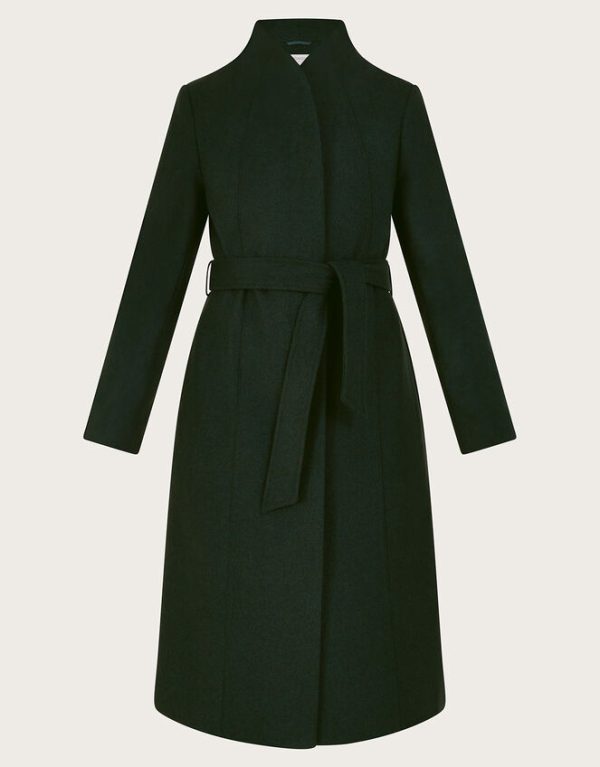 Monsoon Saskia Belted Coat Green - Image 6